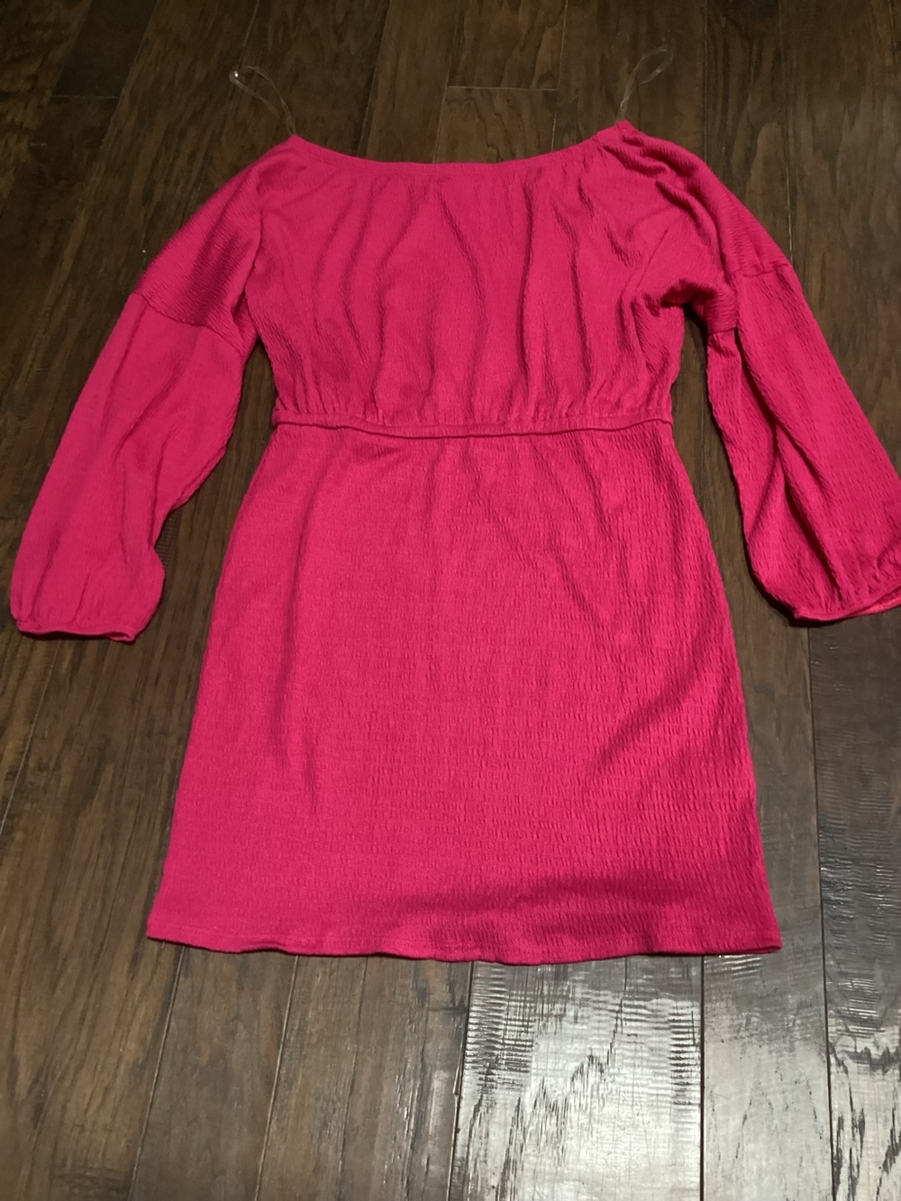 Fuchsia Off-Shoulder Long Sleeve Mini Dress